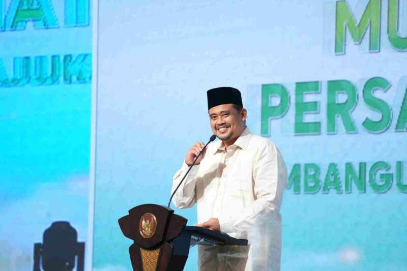 Boby Nasution di acara penutupan Mukhtamar ke-15 Persatuan Umat Islam (PUI) di Aula Raja Inal Siregar, Kantor Gubernur Sumut, Jalan Diponegoro Nomor 30, Medan, Kamis (15/5) malam.