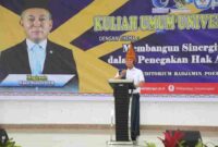 Wakil Menteri Hak Asasi Manusia (Wamen HAM) Mugiyanto Sipin memberikan kuliah umum di Universitas Simalungun (USI) Pematangsiantar pada Jumat, (16/05/2025).