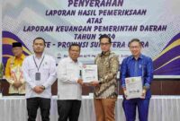 Penyerahan Laporan Hasil Pemeriksaan (LHP) atas LKPD Tahun 2024 dilakukan oleh Kepala BPK RI Perwakilan Sumatera Utara, Paula Henry Simatupang, kepada Wali Kota Medan, Rico Tri Putra Bayu Waas, dan Ketua DPRD Medan, Wong Chun Sen. Senin, (26/05/2025)