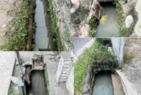 Kondisi aliran air yang tergenang didalam saluran drainase akibat terjadi penyumbatan di jalan Pematang, Kelurahan Simalungun, Kecamatan Siantar Selatan, Pematangsiantar. Jum'at, (23/05/2025).