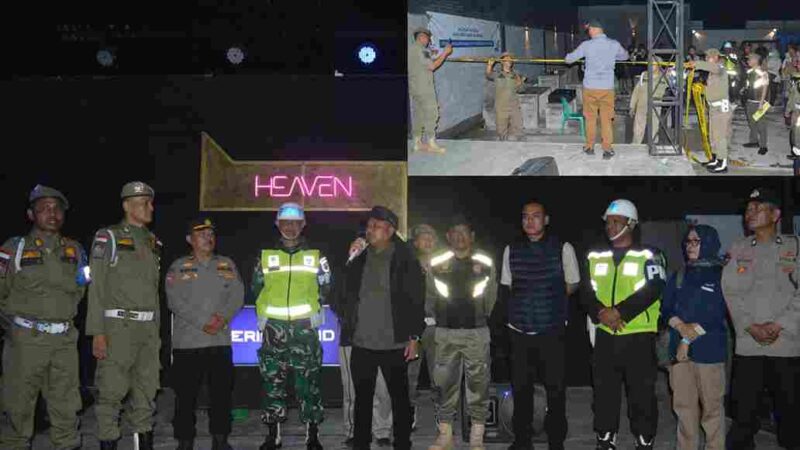 Wakil Bupati Asahan bersama Jajaran, TNI, POLRI, PM, Melaksanakan penyegelan dan penutupan THM Heaven dan Nest Bar. Sabtu, (17/05/2025) Dini Hari.
