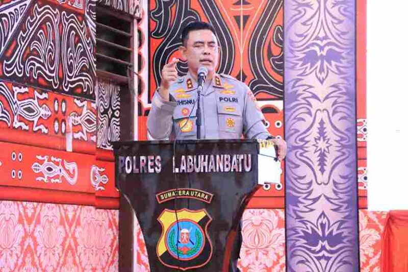 Kapolda Sumatera Utara Irjen Pol Whisnu Hermawan Februanto saat melakukan kunjungan kerja ke Polres Labuhanbatu pada Rabu (11/6/2025). 