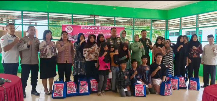 Danrem 022/PT dan Dandim 0207/SML dalam kegiatan aksi sosial dan program makan bergizi yang berlangsung di Panti Asuhan Islamic Center, Jalan Asahan Km 4, Dolok Marlawan, Kecamatan Siantar, Kamis (12/6/2025).