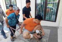 salah seorang pelaku begal yang tertembak oleh tim URC Reskrim Polsek Sunggal. Kamis, (19/6)
