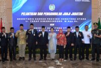  Wali Kota Pematangsiantar Wesly Silalahi SH MKn menghadiri pelantikan Ir Togap Simangunsong MApp Sc sebagai Sekretaris Daerah (Sekda) Provinsi Sumatera Utara (Sumut). Pelantikan dipimpin Gubernur Sumut Muhammad Bobby Afif Nasution SE MM di Gedung Serbaguna VIP Bandara Internasional Kualanamu Kabupaten Deliserdang, Jumat (11/07/2025). 