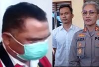 Kadishub Pematangsiantar saat kondisi ditahan (Kiri), Kapolres Pematangsiantar saat diwawancarai (Kanan). Senin, (28/7)