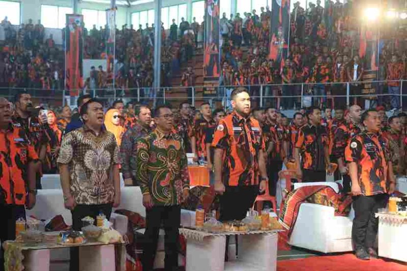 Wakil Wali Kota Medan H Zakiyuddin Harahap ketika menghadiri Pelantikan PAC Pemuda Pancasila Kecamatan Medan Perjuangan di GOR Dispora Sumut, jalan Veteran, Minggu (27/7/26)