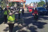 kegiatan penyuluhan keliling yang dilaksanakan di daerah rawan kecelakaan dan kemacetan, tepatnya di depan Hotel Sing A Song, Jalan Asahan, Kecamatan Siantar, Kabupaten Simalungun, pada Kamis, 28 Agustus 2025.