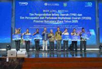 Wakil Gubernur Sumatera Utara (Sumut) Surya memimpin pertemuan High Level Meeting bersama Tim Pengendali Inflasi Daerah (TPID) dan Tim Percepatan dan Perluasan Digitalisasi Daerah (TP2DD) Provinsi Sumatera Utara Tahun 2025 di Aula Raja Inal Siregar Kantor Gubernur Sumut Jalan Diponegoro Nomor 30 Medan, Jumat (29/8/2025). 