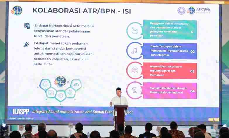 Menteri Nusron Bicarakan Soal Pentingnya Akurasi Peta di HUT ke-53 Ikatan Surveyor Indonesia.