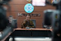 Ketua Komisi Pengaduan dan Penegakan Etika Pers Dewan Pers, Muhammad Jazuli, dalam konferensi pers di Gedung Dewan Pers, Jakarta, Selasa (5/8/2025).