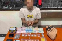 Tersangka berinisial MHY (34)  bersama barang bukti saat diamankan Polisi.