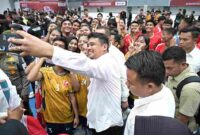 Gubernur Sumatera Utara (Sumut) Bobby Afif Nasution saat di Kejuaran Daerah Bola Tangan Sumut tahun 2025 di GOR Futsal Dispora Provsu, Selasa (23/9/2025) 