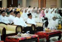Gubernur Sumut Bobby Nasution menghadiri Peringatan Maulid Nabi Muhammad SAW di Lingkungan Pemprov Sumut di Aula Raja Inal Siregar, lantai 2 Kantor Gubernur Sumut, Jalan Diponegoro No. 30, Medan, Selasa (23/9/2025).