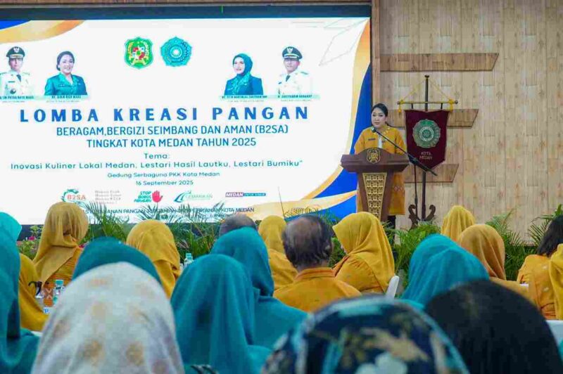 Airin saat membuka Lomba Pangan B2SA Tahun 2025 di Gedung PKK Medan, Selasa (16/9/2025).