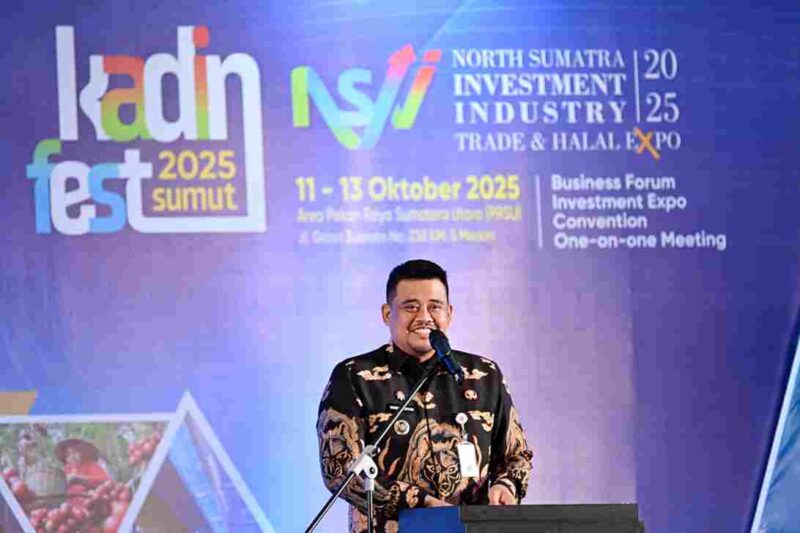 Gubernur Sumatera Utara Muhammad Bobby Afif Nasution pada pembukaan Kadin Fest 2025 Sumut  dengan tajuk 