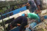 Pipa milik Perusahaan Umum Daerah (Perumda) Air Minum Tirta Uli Pematangsiantar mengalami pecah di Jalan SKI Kelurahan Aek Nauli Kecamatan Siantar Selatan