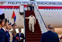 Presiden Republik Indonesia, Prabowo Subianto Tiba di Bandar Udara Internasional Sharm El-Sheikh, Republik Arab Mesir untuk menghadiri Konferensi Tingkat Tinggi (KTT) Perdamaian Sharm El-Sheikh pada Senin, 13 Oktober 2025. Foto: BPMI Setpres