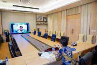 Wali Kota Medan, Rico Tri Putra Bayu Waas, saat mengikuti zoom meeting Forum Diskusi Denpasar 12 bertema Kepemimpinan Pemuda Menuju Indonesia Emas 2045 secara daring, Rabu (29/10/2025).