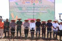  Kapolres Simalungun AKBP Marganda Aritonang, S.H., S.I.K., M.M., bersama jajaran Forkopimda Kabupaten Simalungun mengikuti kegiatan penanaman jagung serentak Kuartal IV Tahun 2025 