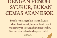 Renungan: Jalani Hari Ini dengan Penuh Syukur, Bukan Cemas Akan Esok