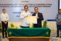 Pemerintah Kota (Pemko) Medan bersama PT PLN menandatangani perjanjian kerja sama terkait pemungutan dan penyetoran Pajak Barang dan Jasa Tertentu (PBJT) atas tenaga listrik, termasuk pembayaran rekening listrik Pemko Medan.