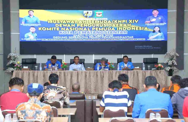 Musyawarah Daerah (Musda) XIV KNPI di Gedung Serbaguna Pemko Pematangsiantar, Sabtu (11/10/2025).
