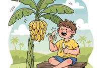 keterangan Foto : Gambar Kartun orang yang sedang makan pisang.