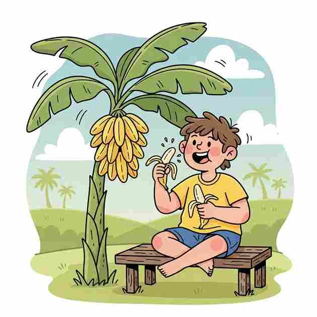 keterangan Foto : Gambar Kartun orang yang sedang makan pisang.