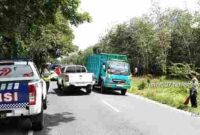 Kepala Unit Lalu Lintas Turjawali Satuan Lalu Lintas Polres Simalungun, Ipda Ganda M.A. Damanik, S.H., memimpin langsung patroli di Jalan Lintas Pematang Siantar–Parapat, Jumat (7/11/2025).