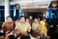 Gubernur Sumut Muhammad Bobby Afif Nasution didampingi Kepala Dinas Pendidikan Sumut Alexander Sinulingga dan sejumlah pimpinan OPD, melakukan monitoring dan evaluasi pelaksanaan Tes Kemampuan Akademik (TKA) jenjang SMA, SMK, dan SLB provinsi Sumut tahun 2025 di SMA Negeri 1 Medan, Jalan Cik Ditiro, Medan, baru-baru ini.