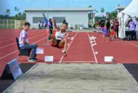 Atlet Lompat Jauh Asal Indonesia, Katyea Ebri saat bertanding dinomor Lompat Jauh U20 Kejuaraan Atletik Asia Tenggara U18 & U20 2025 di Stadion Madya Atletik, Sumut Sport Centre, Kabupaten Deliserdang, Sabtu (15/11/2025). Katyea berhasil meraih medali perunggu pada nomor ini.