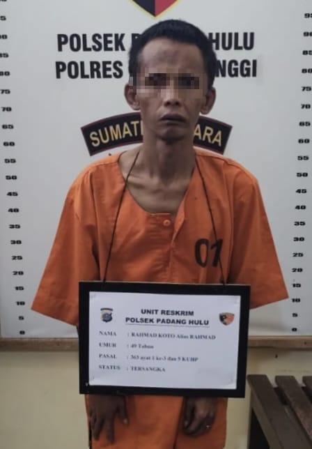 Pelaku diketahui berinisial RK alias Rahmad (48), warga Jalan Flamboyan Kelurahan Satria, Kecamatan Padang Hilir, Kota Tebing Tinggi. Pelaku diserahkan warga ke Polsek Padang Hulu pada Jumat sore (31/10/2025)