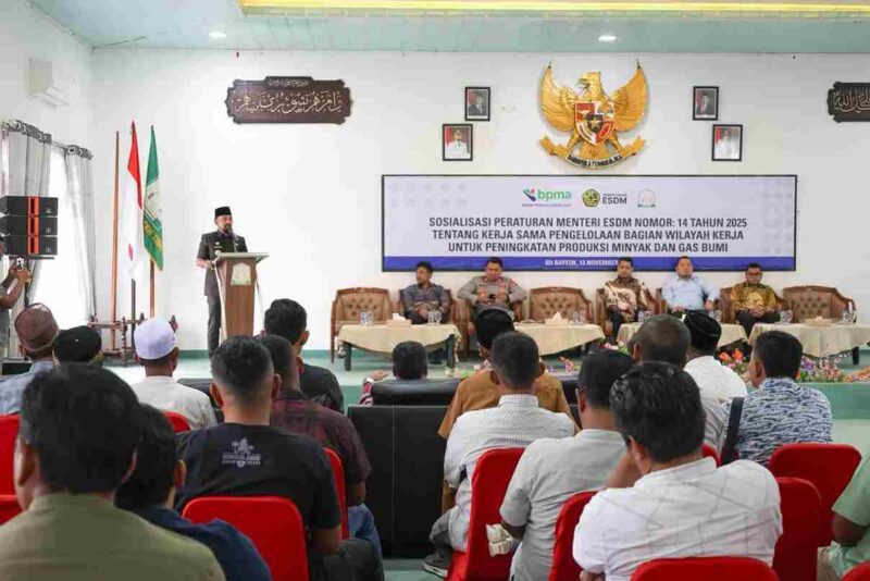 Bupati Aceh Timur Iskandar Usman Al-Farlaky, S.H.I., M.Si., memaparkan perkembangan terbaru pengelolaan sumur minyak rakyat di wilayahnya.