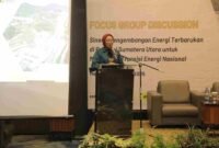 Focus Group Discussion (FGD) bertema “Sinergi Pengembangan Energi Terbarukan di Provinsi Sumatera Utara untuk Mendukung Transisi Energi Nasional”. Kegiatan berlangsung di Ballroom Hotel Grand Mercure Medan Angkasa