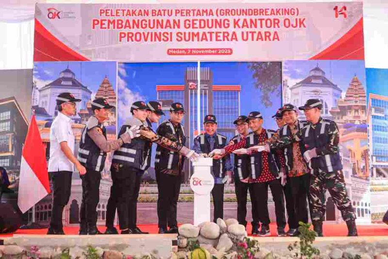 pembangunan Gedung Kantor Otoritas Jasa Keuangan (OJK) Provinsi Sumatera Utara. Peletakan batu pertama (groundbreaking) di Jalan Gatot Subroto, Medan Helvetia, Jumat (7/11/2025)