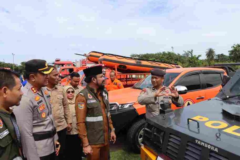 Apel Siaga Bencana Tanggap Darurat Hidrometeorologi di Lapangan Pemerintahan Kabupaten Aceh Timur, Selasa (4/11/2025).