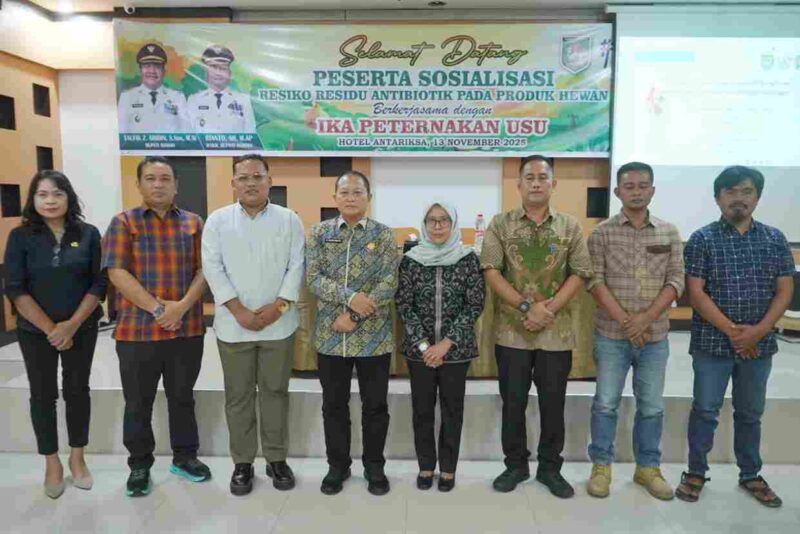 Sosialisasi Risiko Residu Antibiotik bekerja sama dengan Ikatan Alumni (IKA) Peternakan Universitas Sumatera Utara (USU). Kegiatan di Aula Hotel Bintang Antariksa Kisaran, Kamis (13/11/2025)