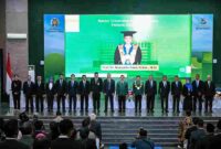 Gubernur Sumatera Utara (Sumut) Muhammad Bobby Afif Nasution bersama Ketua Majelis Wali Amanat (MWA) USU Agus Andrianto, Wakil Menteri Pendidikan Tinggi, Sains, dan Teknologi (Wamen Dikti) Republik Indonesia Fauzan, beserta jajaran Forkopimda Sumut, mengahadiri pelantikan Rektor Universitas Sumatera Utara periode 2026-2031 di Gedung Auditorium Kampus USU, Jalan Dr Mansyur Medan, Rabu (28/1/26).