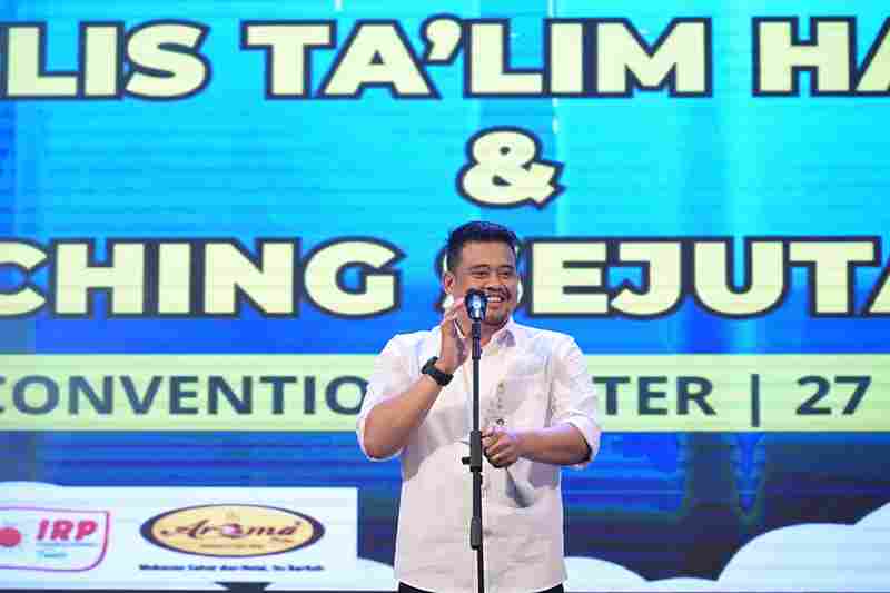 Gubernur Sumatera Utara (Sumut) Muhammad Bobby Afif Nasution menghadiri acara Launching Program Sejuta UMKM dan Milad Majelis Ta’lim Halimah, di Tiara Convention Centre, Jalan Cut Mutia Nomor 1, Medan, baru-baru ini.