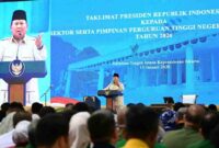 Presiden Prabowo Subianto menggelar Taklimat Presiden Republik Indonesia dengan Rektor serta Pimpinan Perguruan Tinggi Negeri dan Swasta Tahun 2026, pada Kamis, 15 Januari 2026.