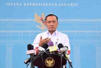 Menteri Sekretaris Negara Prasetyo Hadi menyampaikan keterangannya pada Kamis, 15 Januari 2026, di Istana Kepresidenan Jakarta. 