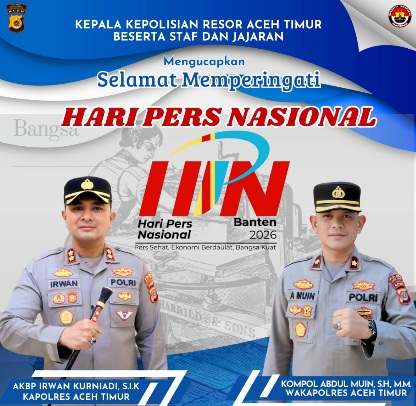 Foto ucapan Kapolres dan Wakapolres Aceh Timur. 