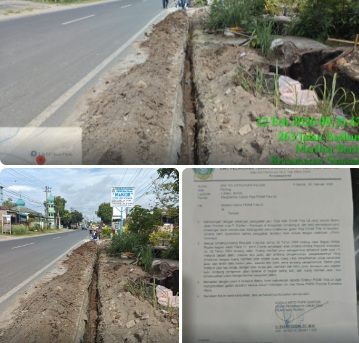 Foto kondisi galian dan surat penghentian pekerjaan.