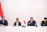 Sekretaris Kabinet Teddy Indra Wijaya menyampaikan keterangannya kepada awak media di Washington D.C., pada Jumat, 20 Februari 2026. 