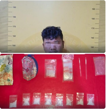 Pria berinisial OJP (29) berhasil diamankan bersama barang bukti sabu seberat bruto 9,40 gram di Dusun VII Desa Panca Arga, Kecamatan Rawang Panca Arga, Kabupaten Asahan, Jumat (30/1/2026).
