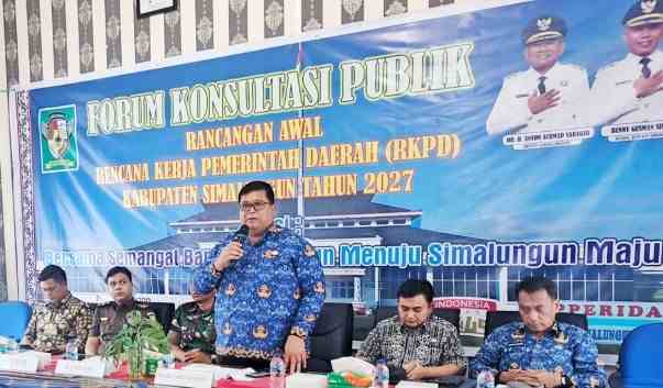 Forum Konsultasi Publik Rancangan Awal (Ranwal) Rencana Kerja Pemerintah Daerah (RKPD) Tahun 2027, Kamis (5/2/2026) di Kantor Badan Perencanaan Pembangunan dan Inovasi Daerah (Bapperida), Pamatang Raya, Sumatera Utara.