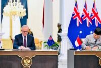 Presiden Republik Indonesia Prabowo Subianto menerima kunjungan kerja Perdana Menteri (PM) Australia Anthony Albanese di Istana Merdeka, Jakarta, pada Jumat, 6 Februari 2026.