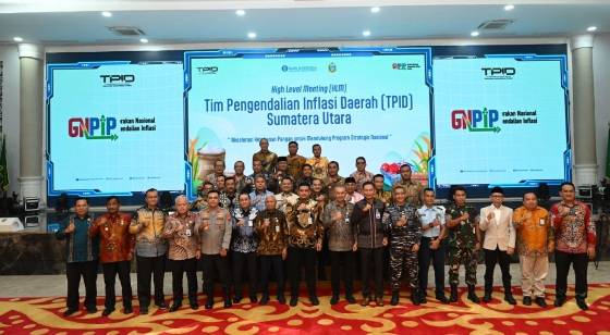Wakil Bupati Asahan, Rianto, S.H., M.AP., bersama Tim Pengendalian Inflasi Daerah (TPID) Kabupaten Asahan dalam High Level Meeting (HLM) TPID Provinsi Sumatera Utara di Kantor Gubernur Sumut, Medan.