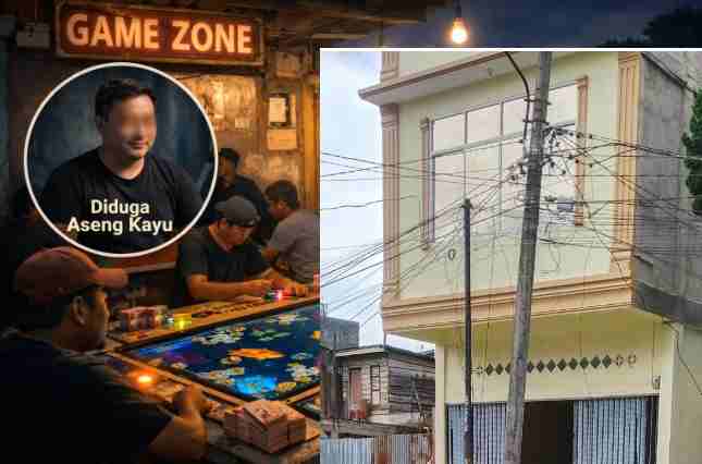 Foto : Ilustrasi Mesin tembak ikan dan pemain serta pemilik (Kiri),Bangunan yang berlokasi di Jl. Wagiman disebut lokasi arena game tembak ikan.